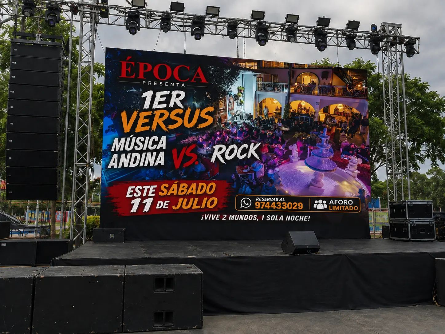 Pantalla LED y sonido line array para el evento Música Andina vs Rock